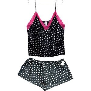 Women’s Heart Print Pajama Set Sleepwear Size XXL Romantic Cozy